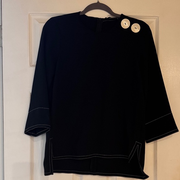 Zara Black Tunic with White Button Accents XS, NWT - Picture 1 of 3